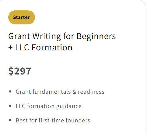 Grant Writing for Beginners + LLC Formation (DIY)