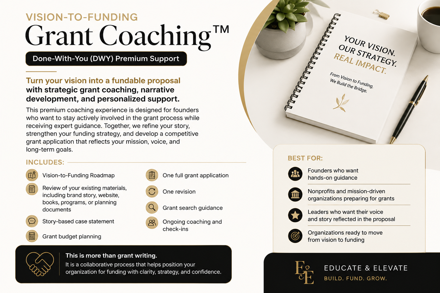 Vision-to-Funding Grant Coaching™ | Done-With-You (DWY) Premium Support